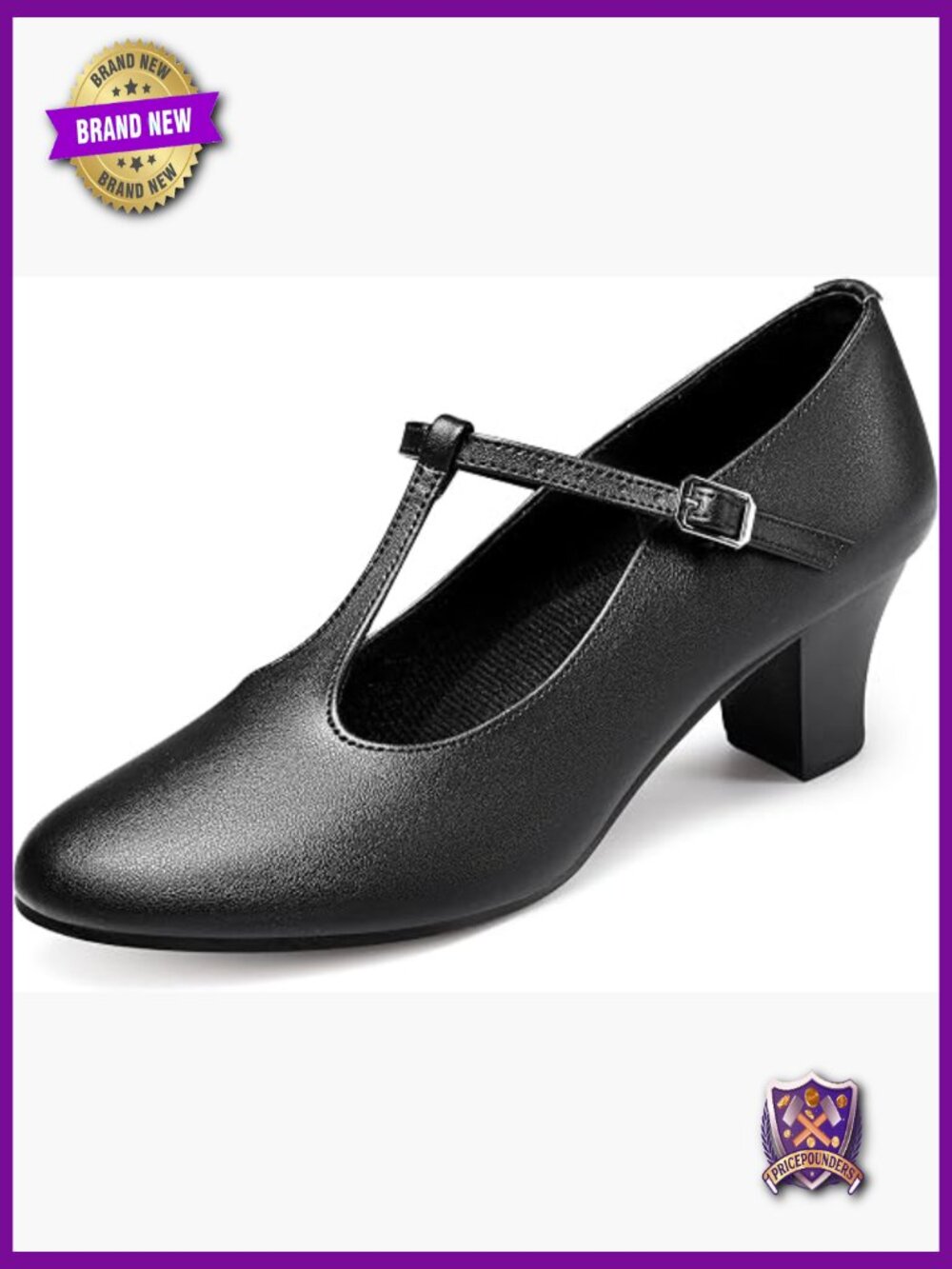 T-Strap Block Heel Dance Shoes for Women Ballroom Salsa Tango Latin 2"